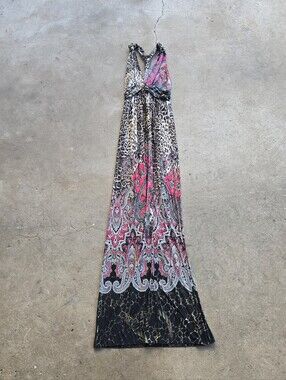vtg y2k leopard Paisley good summer maxi dress